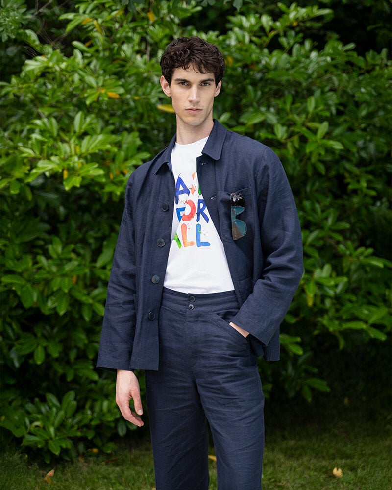blue Sanshui linen jacket